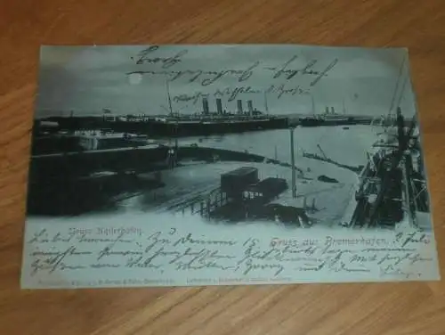 AK - Bremerhaven , 1898 , neuer Kaiserhafen , Marine , Schiff , Ansichtskarte !!