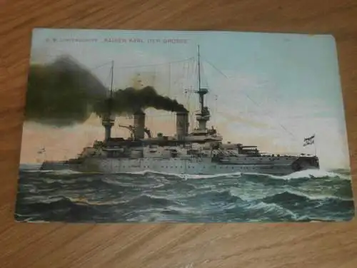 AK - Linienschiff " Kaiser Karl der Grosse " 1909 , Celle , Ansichtskarte !!