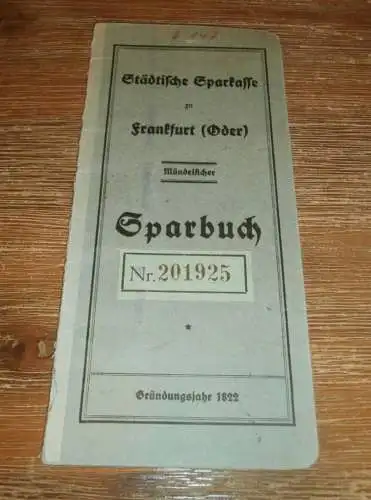 altes Sparbuch Frankfurt a. Oder , 1934 - 1940 , Lucie Probst in Frankfurt a. Oder , Sparkasse , Bank !!