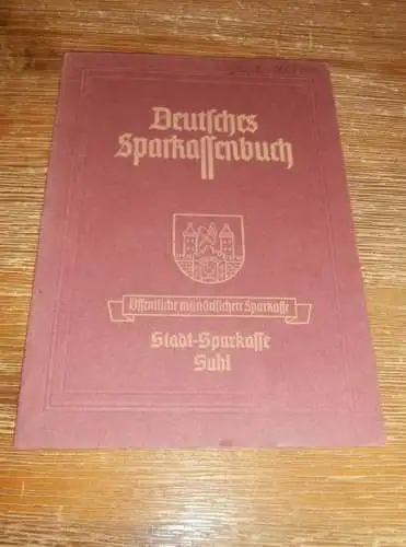 altes Sparbuch Suhl , 1945 , Stammführer Ernst Pfotenhauer in Suhl , Sparkasse , Bank !!