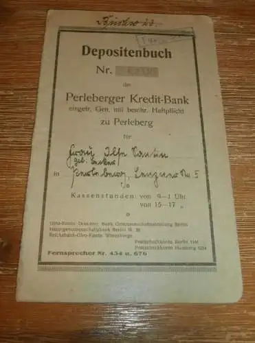 altes Sparbuch Perleberg , 1939 - 1947 , Ilse Santin in Perleberg , Sparkasse , Bank !!