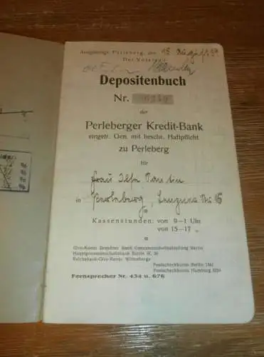 altes Sparbuch Perleberg , 1939 - 1947 , Ilse Santin in Perleberg , Sparkasse , Bank !!