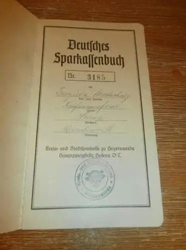 altes Sparbuch Hosena b. Senftenberg , 1945 , Franziska Mertschnig in Hosena / Senftenberg , Sparkasse , Bank !!