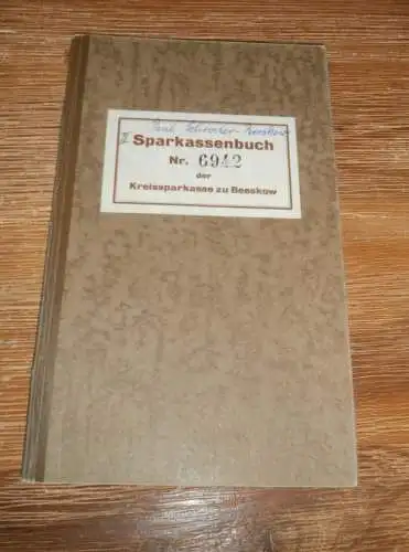 altes Sparbuch Beeskow , 1941 - 1944 , Postbeamter Paul Schröder  , Sparkasse , Bank !!