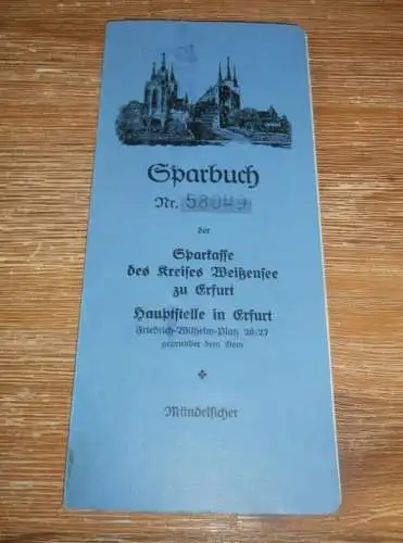 altes Sparbuch Weißensee / Erfurt , 1941 - 1945 , Barbara Glasow geb. Schaumburg in Erfurt , Sparkasse , Bank !!