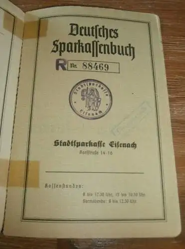 altes Sparbuch Eisenach , 1948 - 1957 , Kaufmann Wilhelm Scholz in Eisenach , Sparkasse , Bank !!