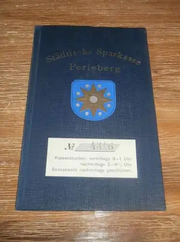 altes Sparbuch Perleberg , 1931 - 1946 , Hermann Meinecke in Perleberg , Sparkasse , Bank !!