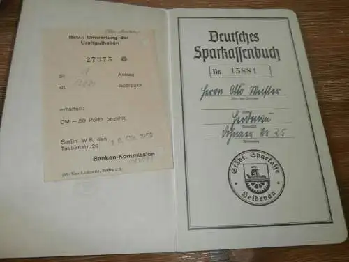 altes Sparbuch Heidenau , 1942 - 1945 , Otto Meister in Heidenau , Sparkasse , Bank !!