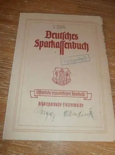 altes Sparbuch Finsterwalde , 1948 , Doris Tabbert geb. Pohlenz in Finsterwalde , Sparkasse , Bank !!