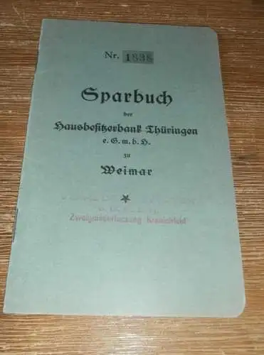 altes Sparbuch Weimar / Kranichfeld , 1940 - 1945 , Adelheid Frenzel in Kranichfeld , Sparkasse , Bank !!