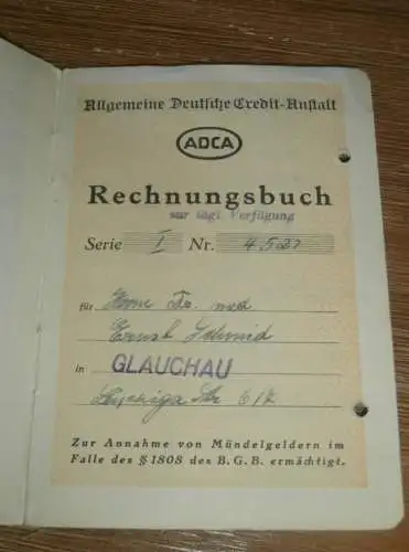 altes Sparbuch Glauchau , 1940 - 1944 , Dr. med. Ernst Schmidt in Glauchau , Sparkasse , Bank !!