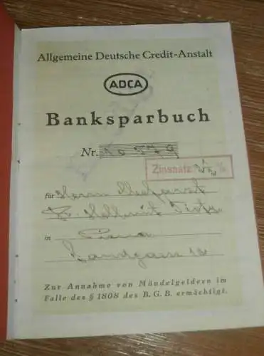 altes Sparbuch Pirna , 1944 , Chefarzt Hellmut Tietje in Pirna , Arzt , Sparkasse , Bank !!