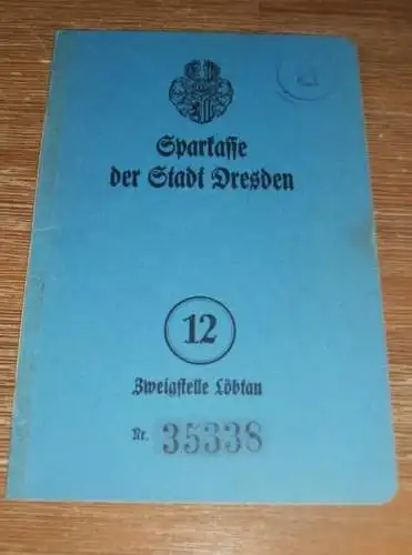 altes Sparbuch Dresden Löbtau , 1939 - 1947 , Elfriede Schuster in Dresden , Sparkasse , Bank !!