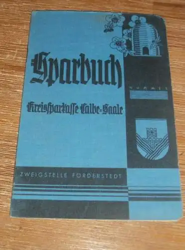 altes Sparbuch Calbe / Saale , 1942 - 1944 , Bauer Ilse Laas geb. Giesecke in Glöthe / Staßfurt , Sparkasse , Bank !!