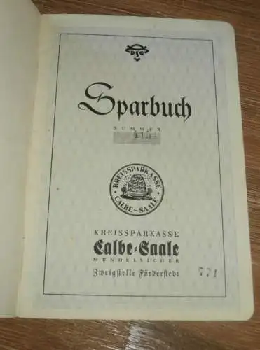 altes Sparbuch Calbe / Saale , 1942 - 1944 , Bauer Ilse Laas geb. Giesecke in Glöthe / Staßfurt , Sparkasse , Bank !!