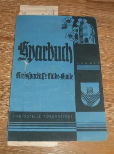 altes Sparbuch Calbe / Saale , 1941 - 1944 , Bauer Heinrich Laas in Glöthe / Staßfurt , Sparkasse , Bank !!