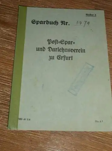 altes Sparbuch Erfurt , 1939 - April 1945 , Reinhold Edmund in Erfurt , Sparkasse , Bank !!