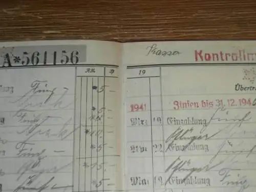 altes Sparbuch Leipzig , 1940 - 1944 , Gertrud Kassa in Leipzig , Sparkasse , Bank !!