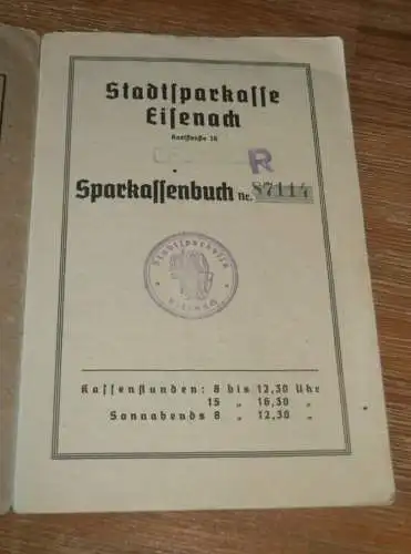 altes Sparbuch Eisenach , 1948 - 1957 , Johanna Schulz geb. Möbius , Sparkasse , Bank !!