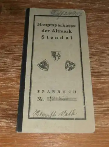 altes Sparbuch Stendal , 1935 - 1945 , Helmut Voth in Stendal , Sparkasse , Bank !!