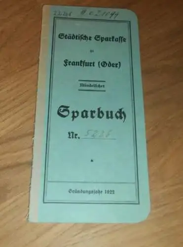 altes Sparbuch Frankfurt / Oder , 1936 - 1945 , Reinhold Schulz in Frankfurt a. Oder , Sparkasse , Bank !!