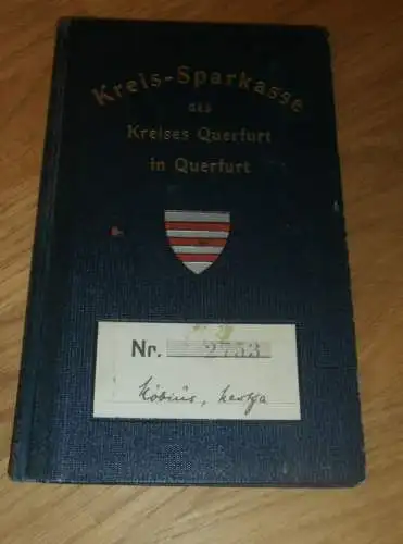 altes Sparbuch Querfurt , 1933 - 1946 , Martha Möbius in Körbisdorf , Sparkasse , Bank !!