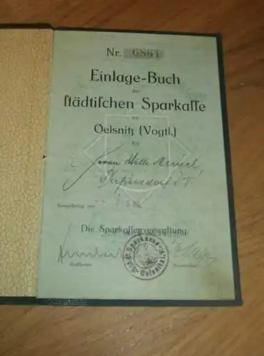 altes Sparbuch Oelsnitz i. Vogtland , 1930 - 1939 , Willi Meinel in Seifersdorf i. Vogtland , Sparkasse , Bank !!