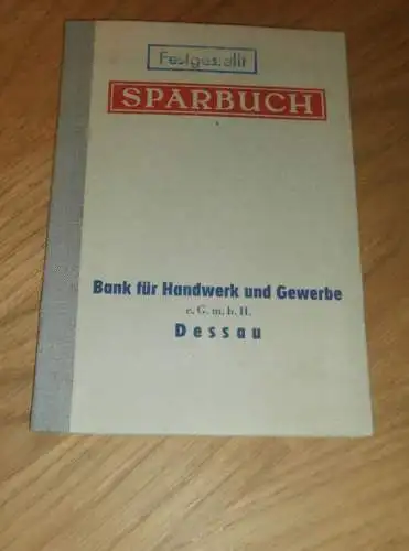 altes Sparbuch Dessau , 1958 , Frieda Niebuhr geb. Borchert in Dessau , Sparkasse , Bank !!