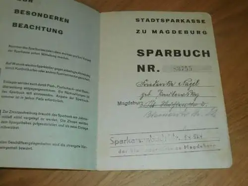 altes Sparbuch Magdeburg , 1935 - 1943 , Friederike Nagel in Magdeburg , Sparkasse , Bank !!