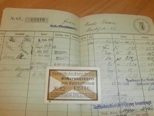 altes Sparbuch Berlin Oberschöneweide , 1939 - 1944 , Kurth Haase in Berlin , Sparkasse , Bank !!!