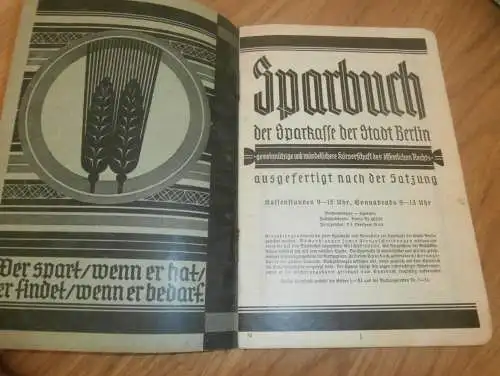 altes Sparbuch Berlin Oberschöneweide , 1934 - 1944 , Klara Haase , geb. Feist in Berlin , Sparkasse , Bank !!!