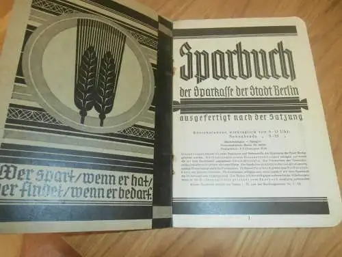 altes Sparbuch Berlin Oberschöneweide , 1933 - 1944 , Klara Haase in Berlin , Sparkasse , Bank !!!