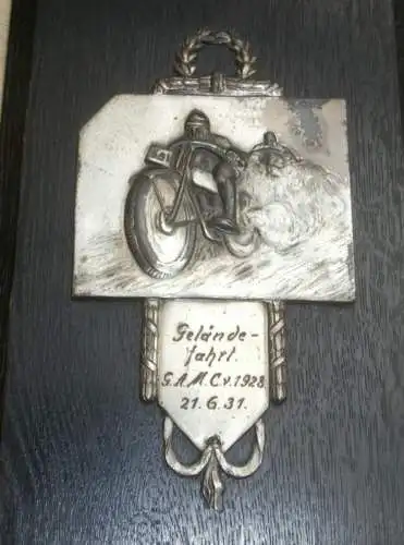 Alte Plakette Geländefahrt G.A.M.C 1928 , Mecklenburg 21.06.1931 , Motorsport , Rennsport , Motorrad !!!