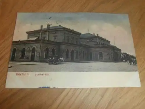 AK Bochum , 1906 , Bahnhof Süd , alte Ansichtskarte , Postkarte !!