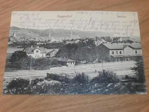 Deggendorf Bahnhof , 1913 , alte Ansichtskarte , Postkarte , AK !!