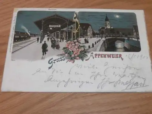 Appenweier Bahnhof , 1901 , alte Ansichtskarte , Postkarte , AK !!