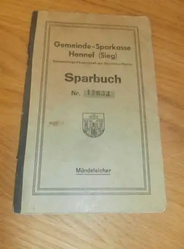 altes Sparbuch Hennef , 1945 - 1948 , Johanna Larsonneur geb. Otto in Hennef / Sieg , Sparkasse , Bank !!