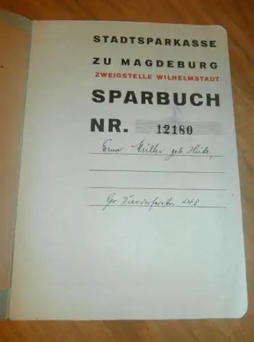 altes Sparbuch Magdeburg , 1939 - 1946 , Erna Müller geb. Hirte in Magdeburg , Sparkasse , Bank !!