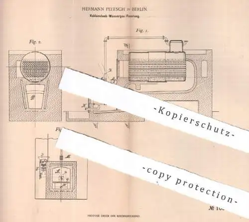 original Patent - Hermann Peitsch , Berlin , 1897 , Kohlenstaub Wassergas - Feuerung | Gas , Ofen , Ofenbau , Brennstoff