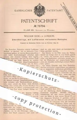 original Patent - William Doig , London , England , 1893 , Radnabe mit Luftkissen | Nabe , Rad , Räder , Wagenbau