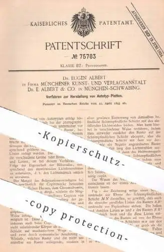 original Patent - Kunst- & Verlagsanstalt Dr. Eugen Albert & Co. München | 1893 | Autotyp-Platten | Photography