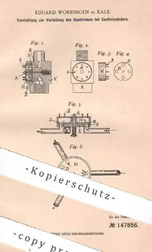 original Patent - Eduard Worringen , Kalk , 1901 , Gasstrom bei Gasfernzünder | Gas , Zünder , Gase , Strom