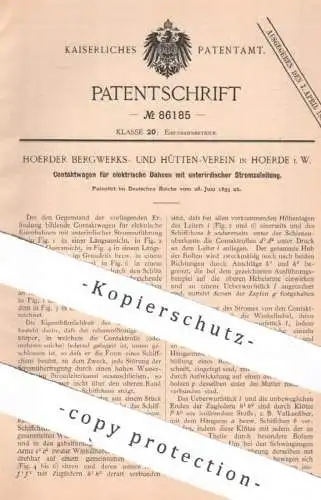 original Patent - Hoerder Bergwerks- u. Hüttenverein in Hoerde | 1895 | Kontaktwagen für elektrische Bahnen | U-Bahn !