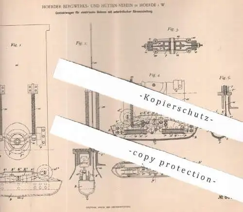 original Patent - Hoerder Bergwerks- u. Hüttenverein in Hoerde | 1895 | Kontaktwagen für elektrische Bahnen | U-Bahn !