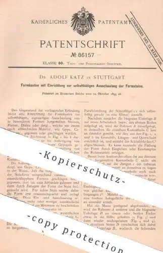 original Patent - Dr. Adolf Katz , Stuttgart , 1895 , Formkasten für Formsteine | Ziegelform , Form , Steine , Ziegel