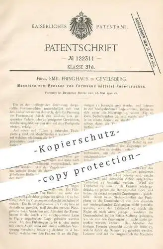 original Patent - Emil Ebinghaus , Gevelsberg , 1900 , Pressen von Formsand per Federdruck | Presse , Form , Druck