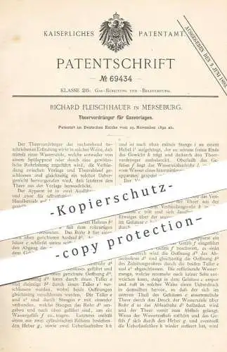 original Patent - Richard Fleischhauer , Merseburg , 1892 , Teerverdränger für Gasvorlagen| Gas , Brenner , Teer , Licht