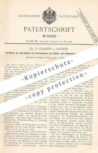 original Patent - Dr. A. Classen , Aachen , 1896 , Verbindungen von Stärke und Gummi mit Formaldehyd | Loew , Segell !!