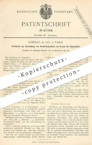 original Patent - Chédiac & Co. Paris , Frankreich , 1887 , Hochdruckplatte als Ersatz für Holzschnitt | Druck , Drucker