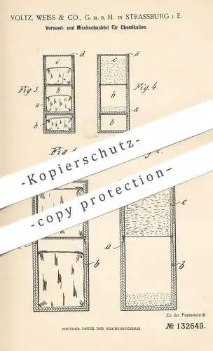 original Patent - Voltz , Weiss & Co. GmbH , Strassburg / Elsass , 1901 , Schachtel zum Versand von Chemikalien | Karton